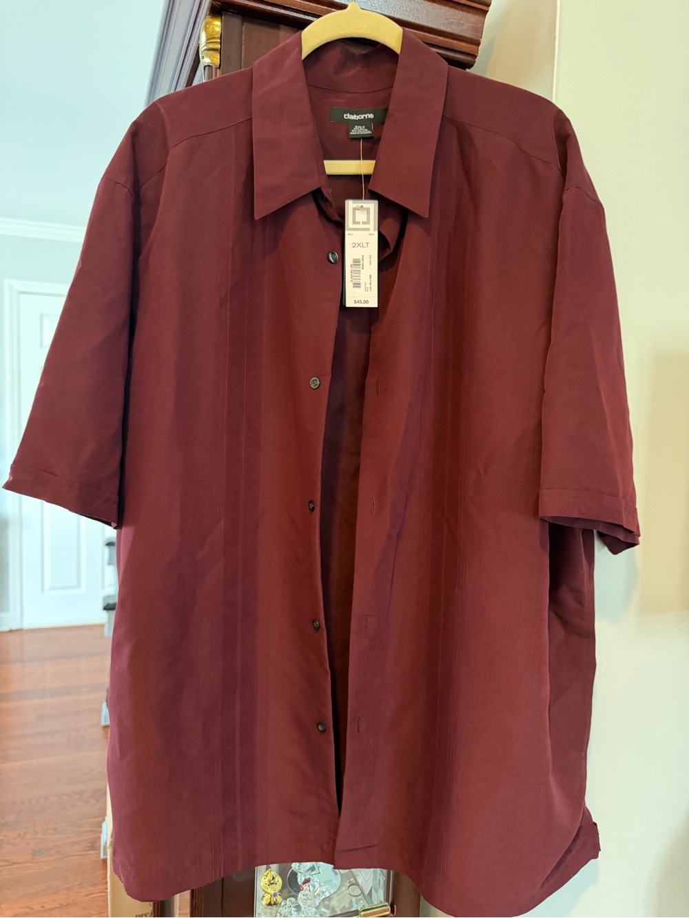 Claiborne Burgundy Long Sleeve Button-Up Shirt